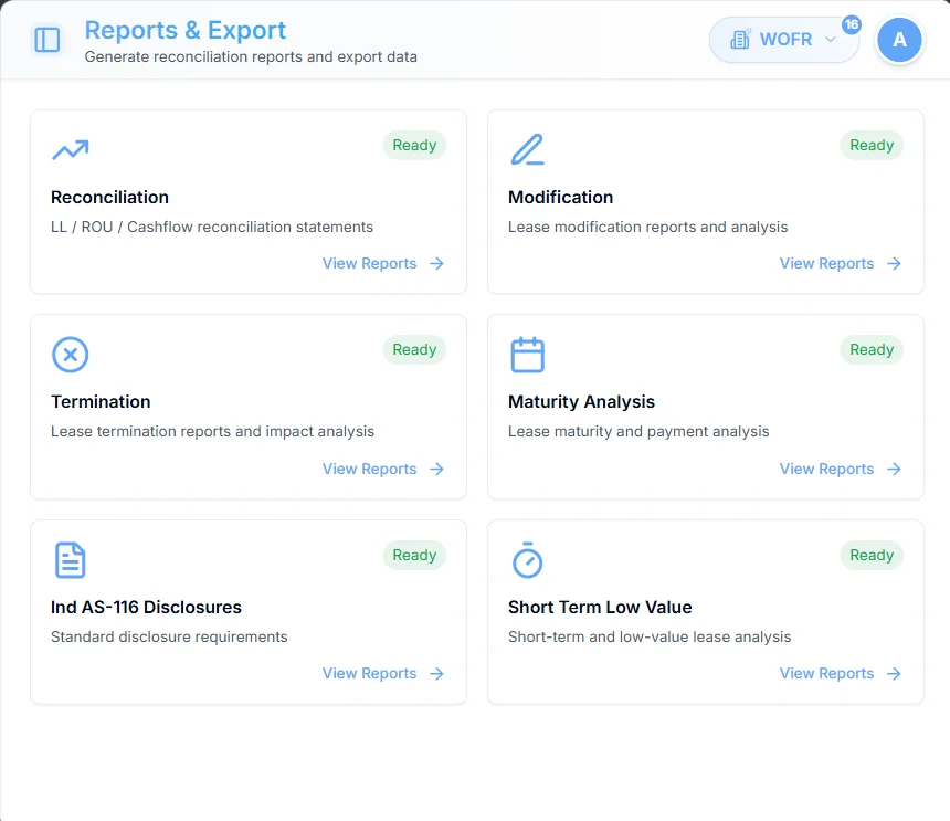 Lease accounting reports with Excel export in L-Eazy